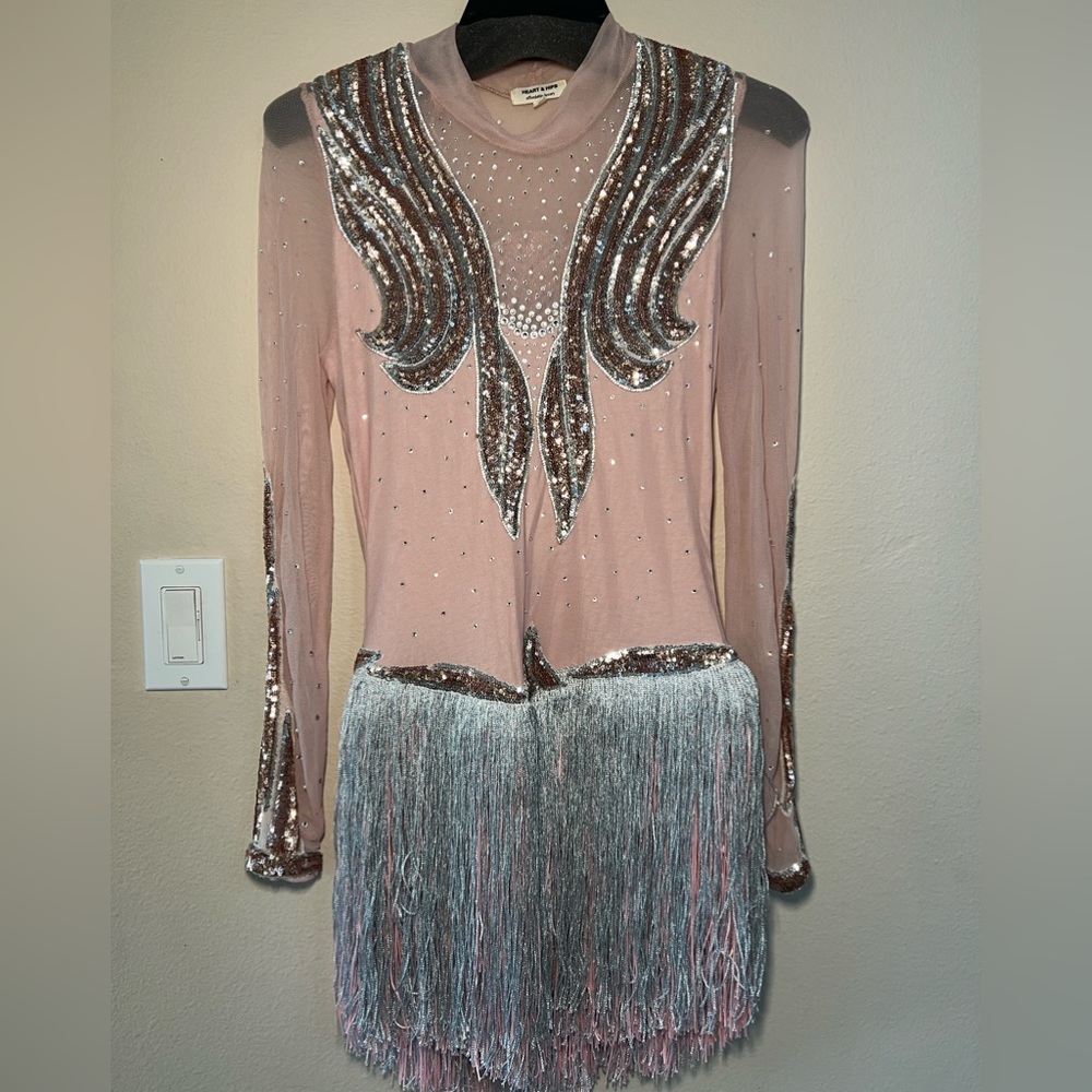Hand Made Dance Costume, Swarovski Crystals and Layered Fringe